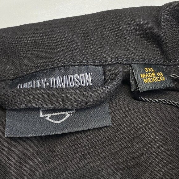NEW HARLEY DAVIDSON Mens Jacket Black Size 3XL Denim Button Down Embroidered - Picture 9 of 12